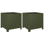 vidaXL Jardinières 2 Pièces vert olive 40x40x40 cm acier