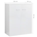 vidaXL Buffet Blanc brillant 60x30x75 cm Bois d'ingénierie
