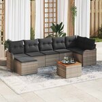 vidaXL Ensemble de canapé de jardin 8 Pièces Gris Poly rotin