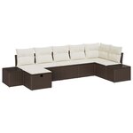 vidaXL Ensemble de canapé de jardin 7 Pièces Marron Poly rotin