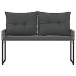 vidaXL Banc extérieur Gris 118 x 55 x 82 cm Rotin PE et tissu