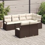 vidaXL Ensemble de canapé de jardin 7 Pièces Marron Poly rotin