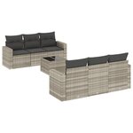 vidaXL Salon de jardin avec coussins 7 Pièces gris clair résine tressée