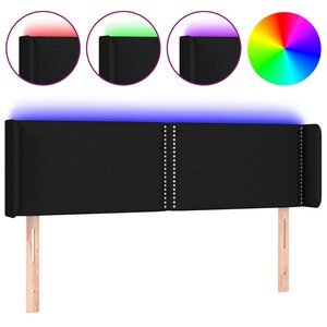 vidaXL Tête de lit à LED Noir 147x16x78/88 cm Tissu