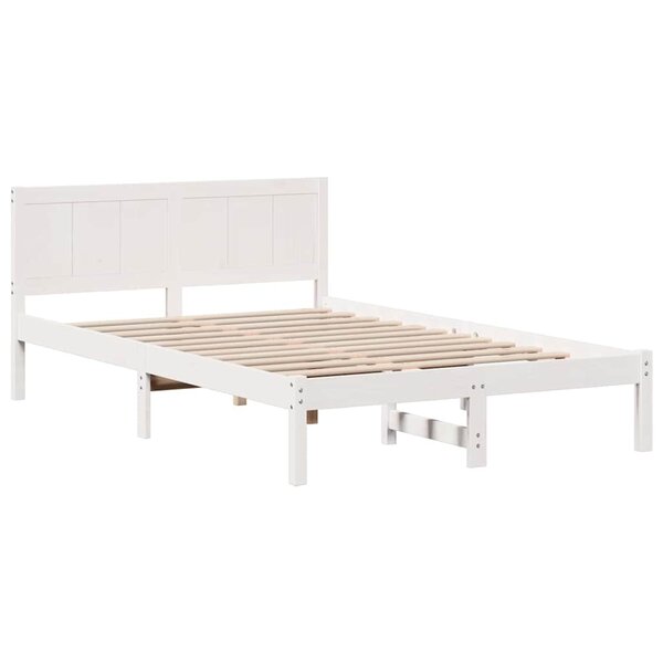 vidaXL Cadre de lit Blanc 135 x 190 cm Bois de pin massif
