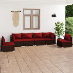 vidaXL Salon de jardin 6 Pièces avec coussins Résine tressée Marron