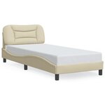vidaXL Cadre de lit avec tête de lit Crème 90x190 cm Tissu