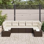 vidaXL Ensemble de canapé de jardin 7 Pièces Marron et crème Poly rotin