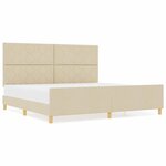 vidaXL Cadre de lit avec tête de lit Crème 200 x 200 cm tissu