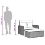 vidaXL Canapé de jardin avec coussins 2 places noir résine tressée