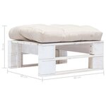 vidaXL Repose-pied palette de jardin avec coussin sable Blanc Bois