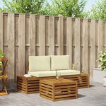 vidaXL Ensemble de canapés d'extérieur avec coussin Naturel et Crème