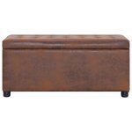vidaXL Pouf de rangement 87 5 cm Marron Similicuir daim