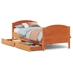 vidaXL Cadre de lit sans matelas cire marron 100x200cm bois pin massif