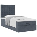 vidaXL Cadre de lit ottoman et matelas gris foncé 90x200 cm velours