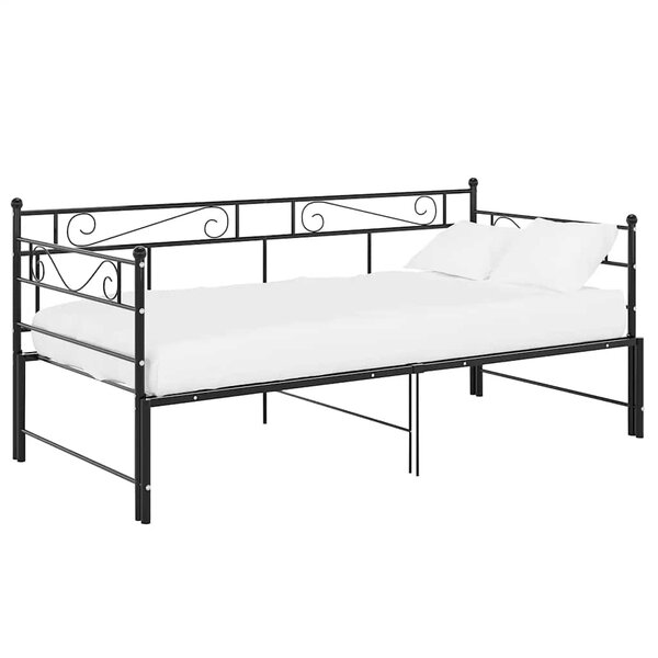 vidaXL Cadre de canapé-lit extensible sans matelas Noir Métal 90x200cm