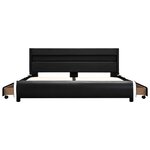 vidaXL Cadre de lit avec LED Noir Similicuir 140 x 200 cm
