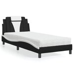 vidaXL Lit avec matelas noir et blanc 90x190 cm similicuir