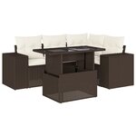 vidaXL Salon de jardin avec coussins 5 Pièces marron résine tressée