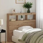 vidaXL Cabinet de Tête de Lit avec LED avec étagère chêne artisanal