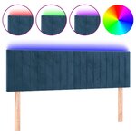 vidaXL Tête de lit à LED Bleu foncé 144x5x78/88 cm Velours