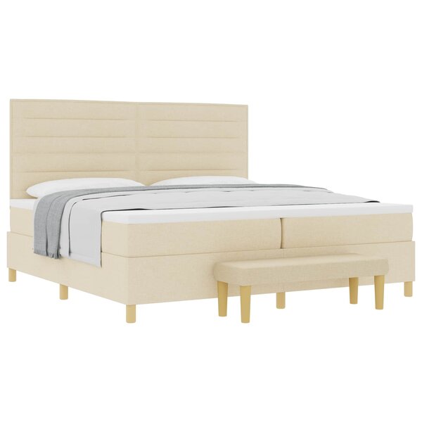 vidaXL Lit à ressorts avec matelas Crème 200 x 200 cm tissu