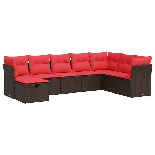 vidaXL Salon de jardin 8 Pièces avec coussins marron résine tressée