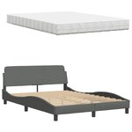 vidaXL Lit avec matelas gris foncé 140x200 cm tissu