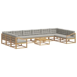 vidaXL Ensemble de canapés d'extérieur 11 Pièces Blanc et gris clair