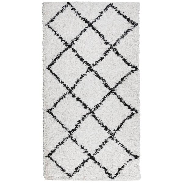 vidaXL Tapis shaggy à poils longs moderne crème et noir 60x110 cm