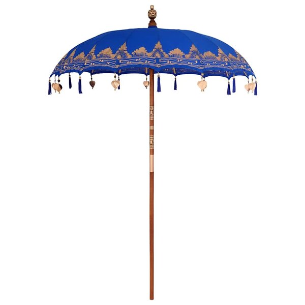 vidaXL Parasol Autre Bleu x 250 cm Coton et bois massif