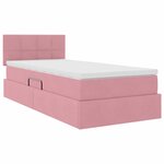 vidaXL Lit avec rangement et LED avec matelas Rose 90 x 190 cm Velours