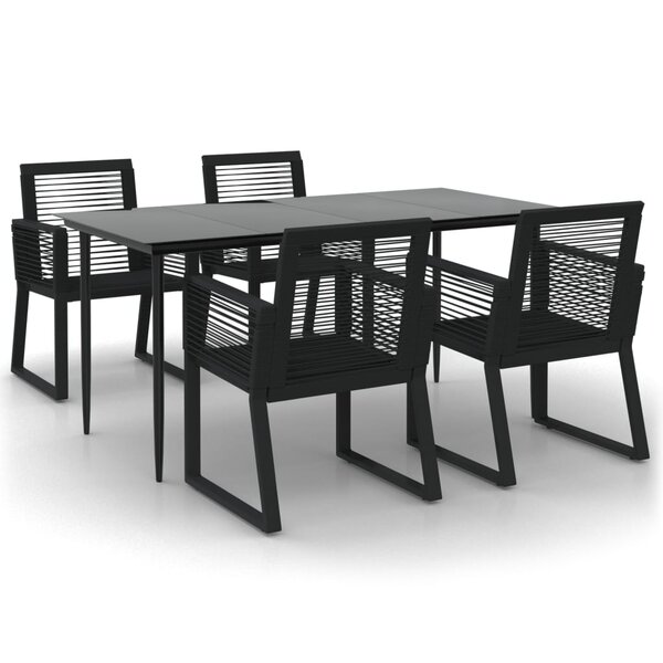 vidaXL Ensemble à manger de jardin 5 Pièces Noir Rotin PVC