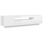 vidaXL Meuble TV avec lumières LED blanc brillant 160x35x40 cm