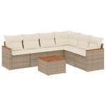 vidaXL Salon de jardin avec coussins 7 Pièces beige résine tressée