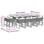 vidaXL Ensemble à manger de jardin et coussins 13 Pièces gris clair rotin