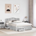 vidaXL Cadre de lit Gris béton 160 x 200 cm Bois d'ingénierie