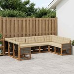 vidaXL Ensemble de canapés d'extérieur 9 Pièces Naturel et Beige