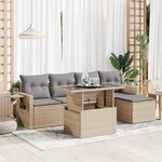vidaXL Salon de jardin avec coussins 6 Pièces beige résine tressée