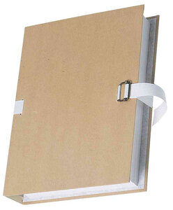 Chemise à dos extensible  papier kraft. gris beige fermeture par sangle EXACOMPTA