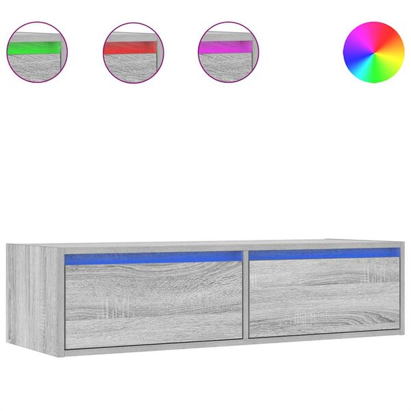vidaXL Meuble TV avec lumières LED sonoma gris 100X35 5x25 cm