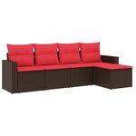 vidaXL Salon de jardin avec coussins 5 Pièces marron résine tressée