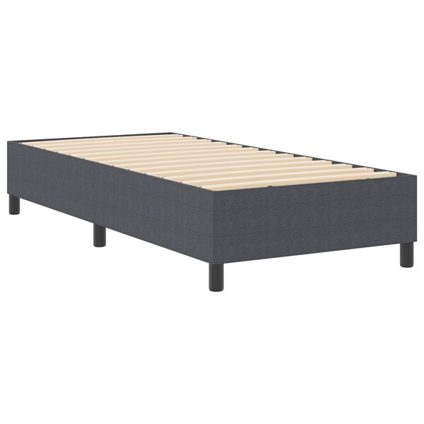 Lit à ressorts vidaXL Gris foncé Simple en tissu velours côtelé
