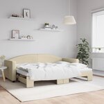vidaXL Lit de jour avec lit gigogne crème 80x200 cm tissu