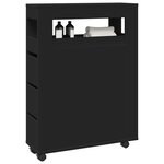 vidaXL Meuble étroit de salle de bain à roulettes noir