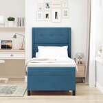 vidaXL Lit à ressorts avec matelas avec LED Bleu 90 x 190 cm Velours