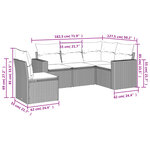 vidaXL Salon de jardin 5 Pièces avec coussins gris résine tressée