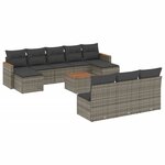 vidaXL Salon de jardin 11 Pièces avec coussins gris résine tressée