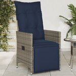 vidaXL Chaise de jardin inclinable avec coussins en résine tressée grise