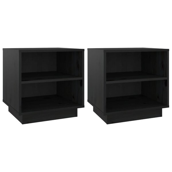 vidaXL Tables de chevet 2 Pièces Noir 40x34x40 cm Bois de pin solide